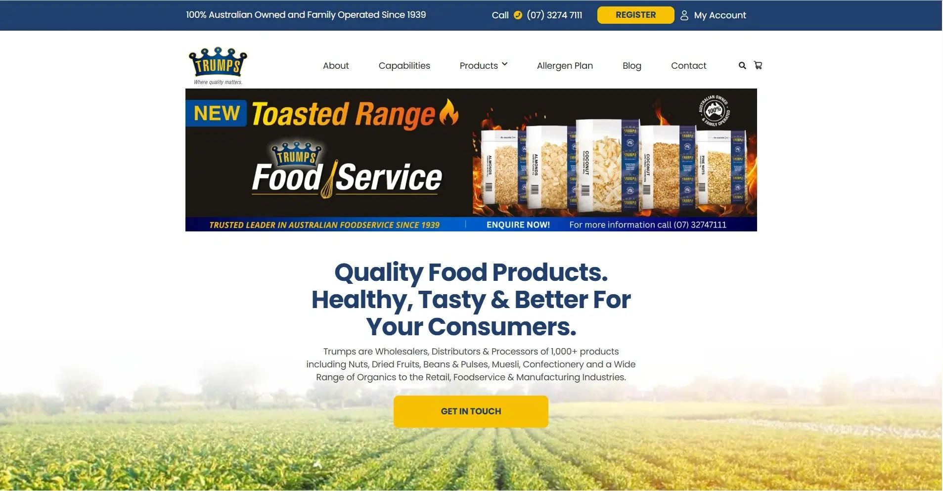 Trumps Food Service website design – quality food products wholesale Australia