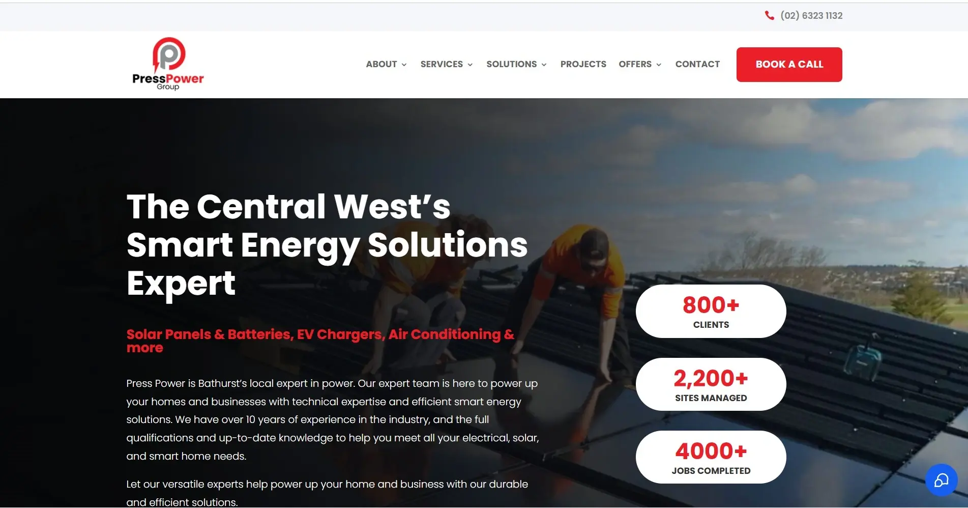 Press Power Group website design – smart energy solutions solar panels EV chargers Bathurst