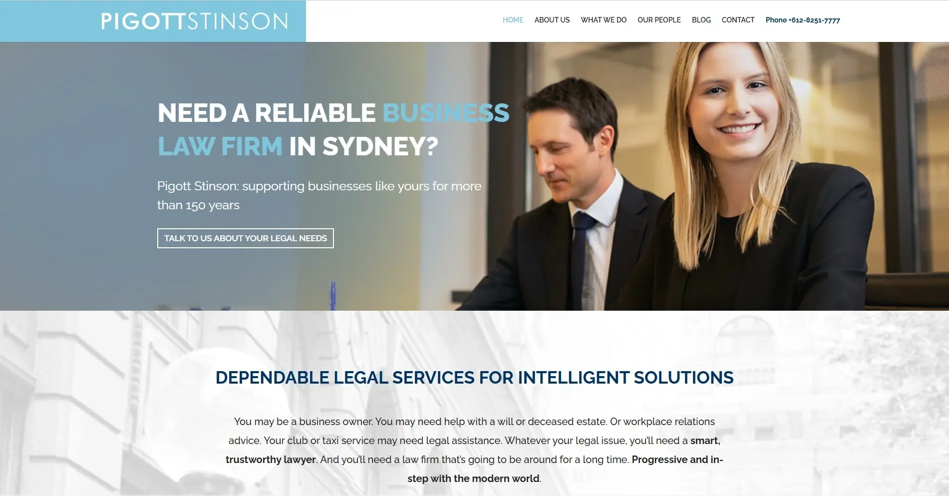 Pigott Stinson law firm website design – reliable business law firm Sydney