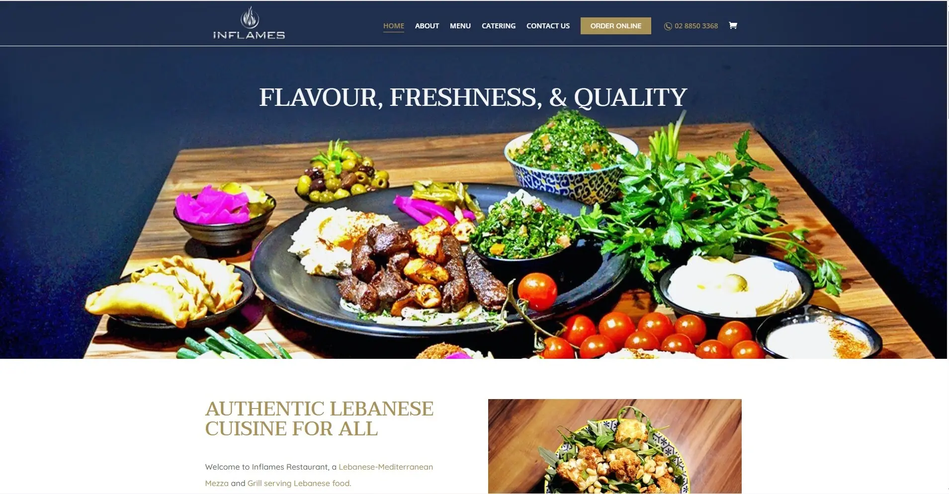 Inflames Restaurant website design – authentic Lebanese Mediterranean cuisine